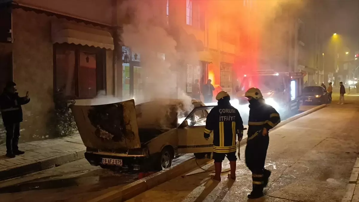 Çorum’da Seyir Halindeki Araç Yandı